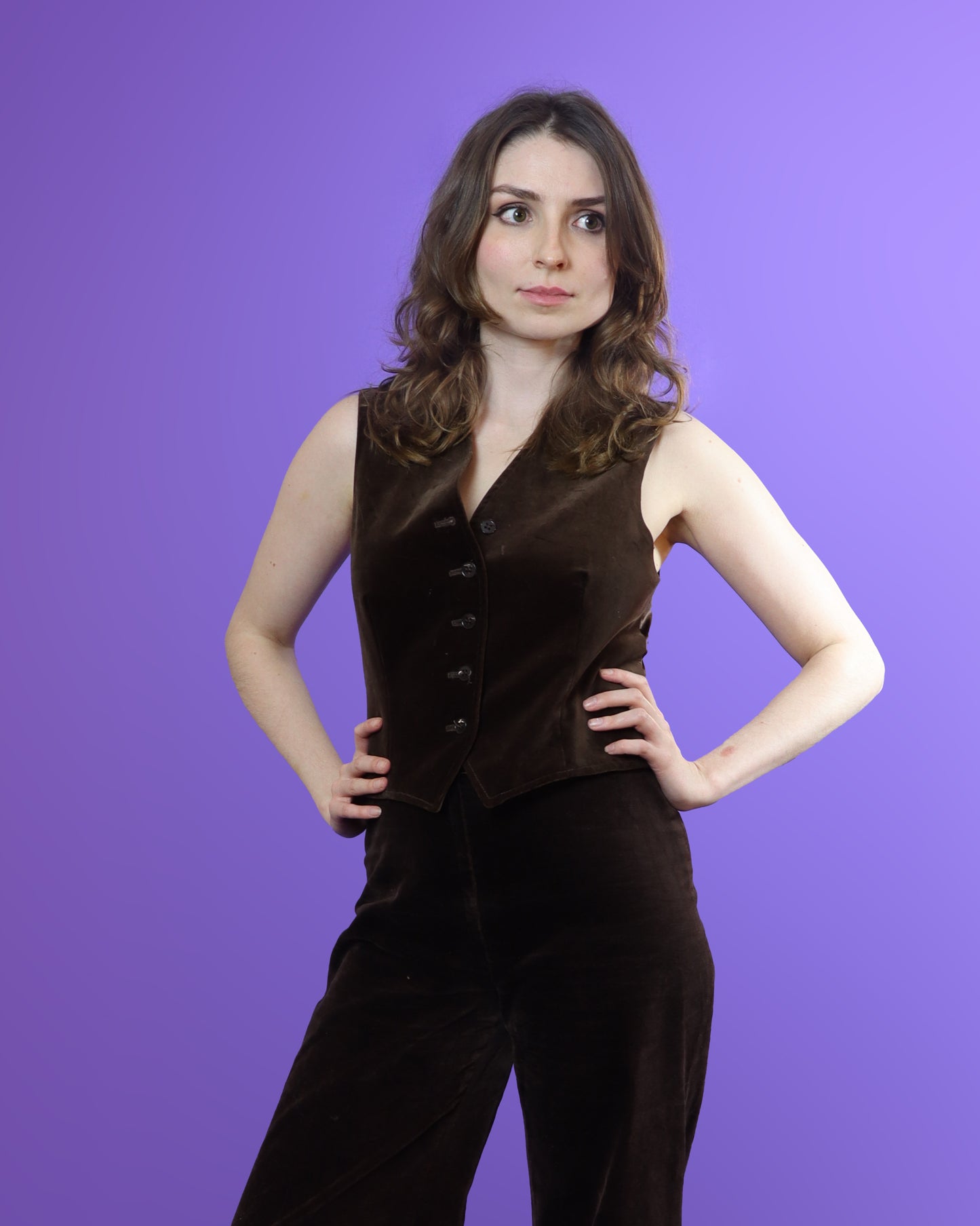 Vintage 1970s Jaeger Brown Velvet 3 Piece Suit