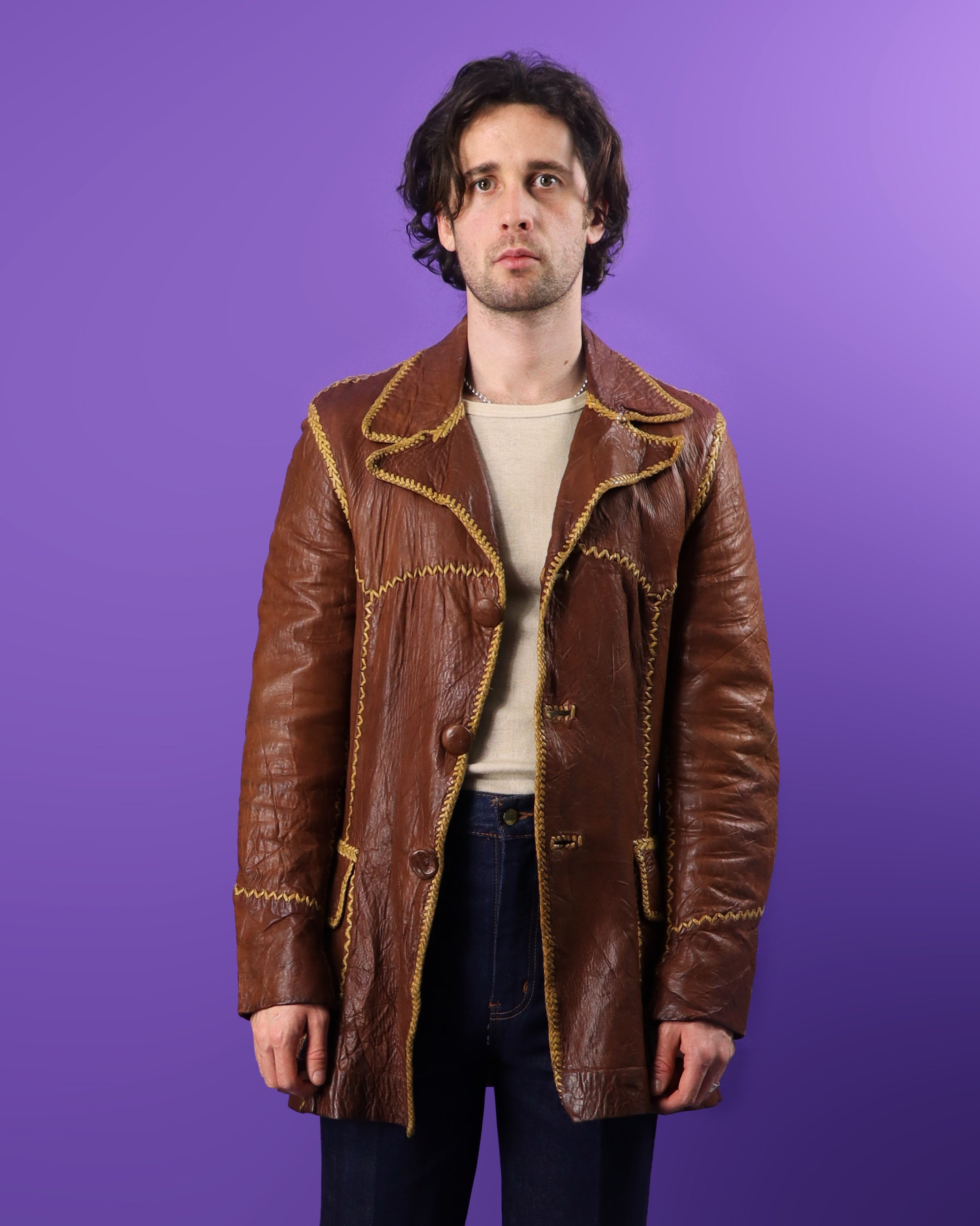 ジャケット・アウター 70s archive nappa leather jacket vintage Vintage 1970s Nappa Leather Jacket Angel Skin Sherpa Lined Grais