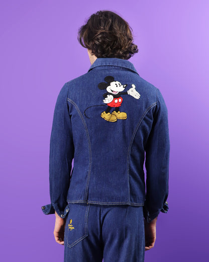 RARE Vintage 1970s Antonio Guiseppe Mickey Mouse Disney Denim Suit Set Flares