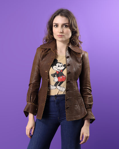 Vintage 1970s North Beach Leathers Chocolate Brown Shirt Jacket