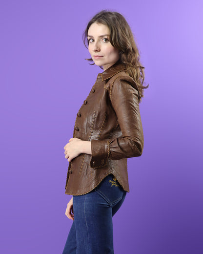 Vintage 1970s North Beach Leathers Chocolate Brown Shirt Jacket