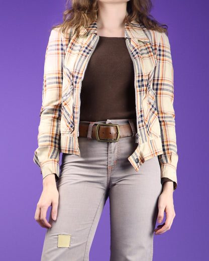 Vintage 1970s Glam Plaid Moto Jacket