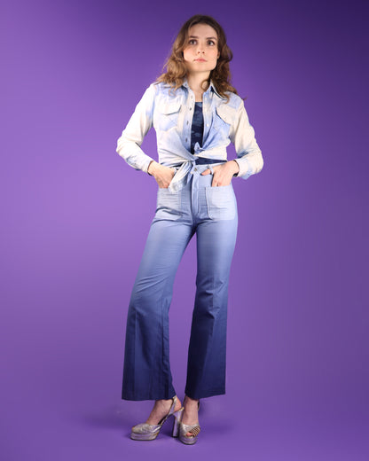 Vintage 1970s Ombré Lightweight Cotton Flares