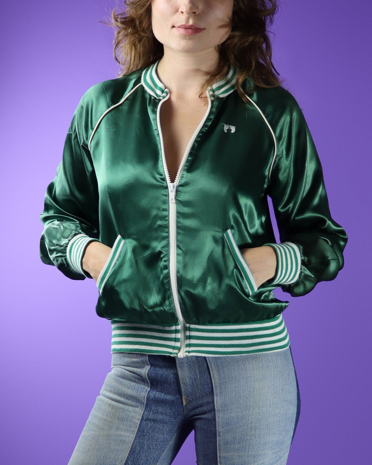 Vintage 1970s Hang Ten Satin Bomber Jacket