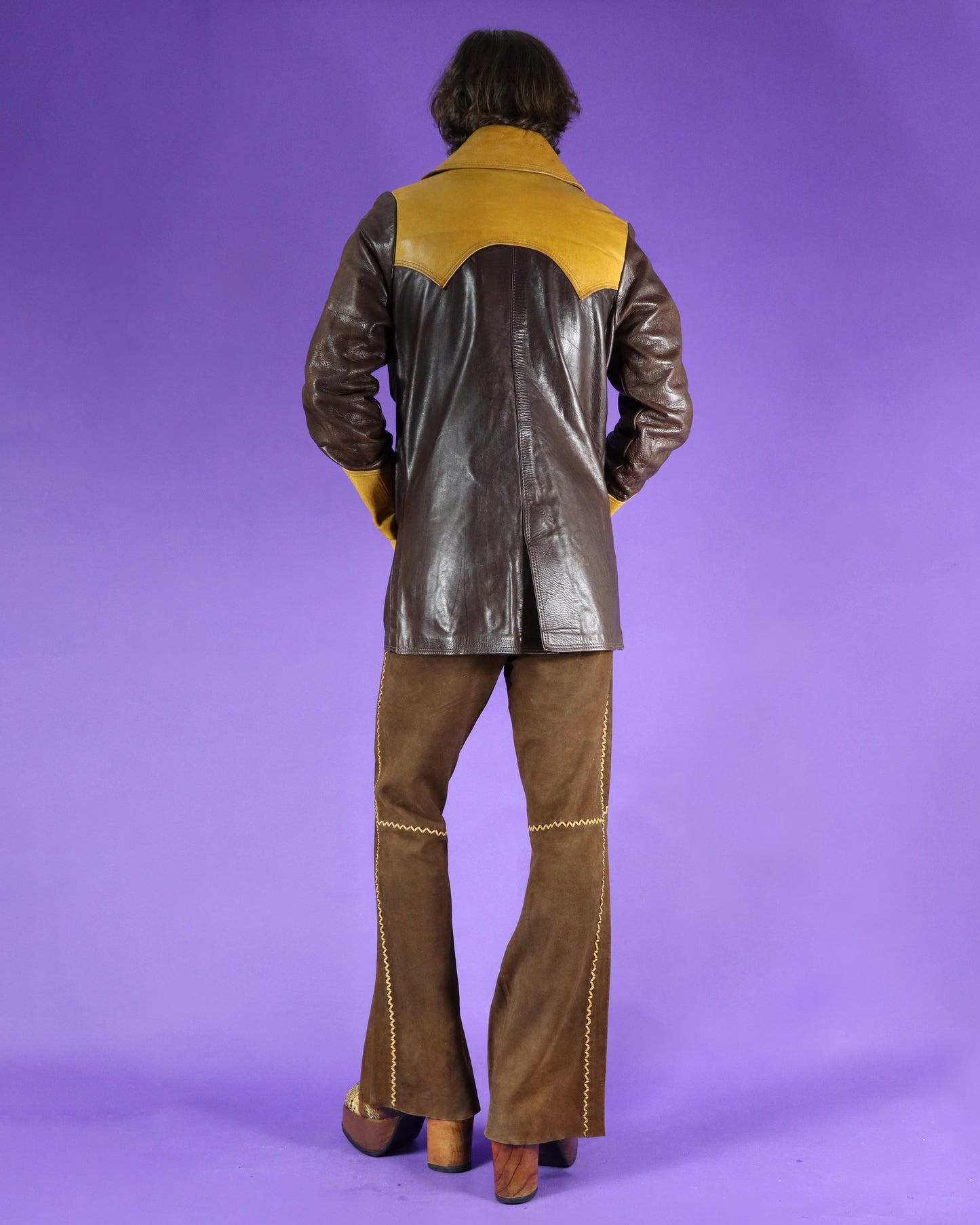 Vintage 1970s Two Tone Hand Crafted Leather Jacket