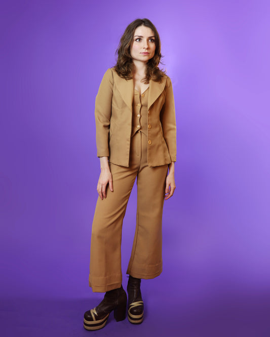 Vintage 1970s Tan 3 Piece Suit