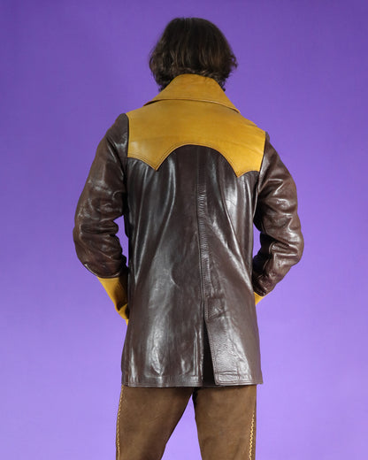 Vintage 1970s Two Tone Hand Crafted Leather Jacket