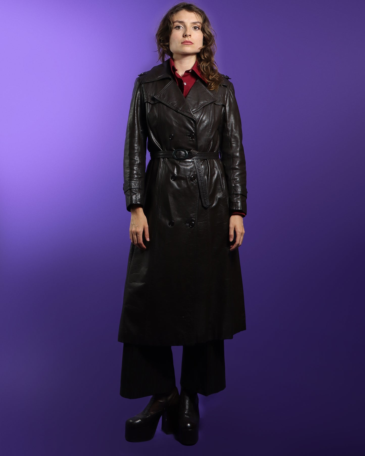 Vintage 1970s Leather Trench Coat