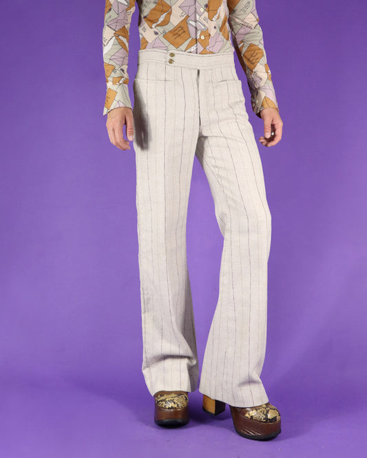 Vintage 1970s Pinstripe Tailored Flares Trousers