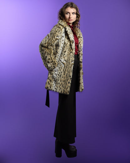 Vintage 1970s Leopard Faux Fur Coat