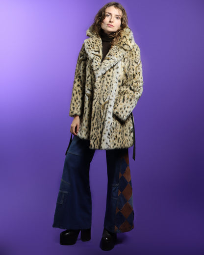 Vintage 1970s Leopard Faux Fur Coat