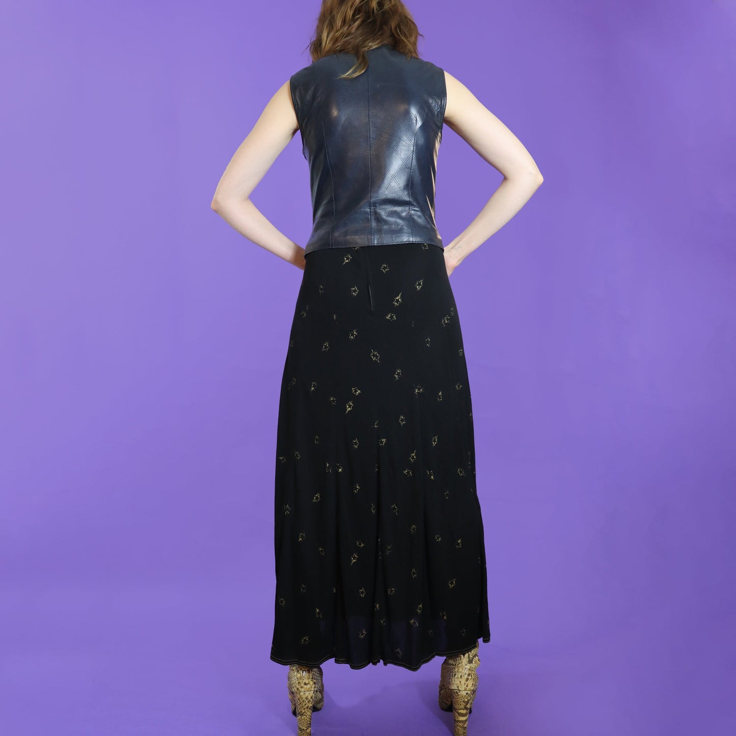 Vintage 1970s Jean Muir Rayon Shooting Star Crepe Skirt