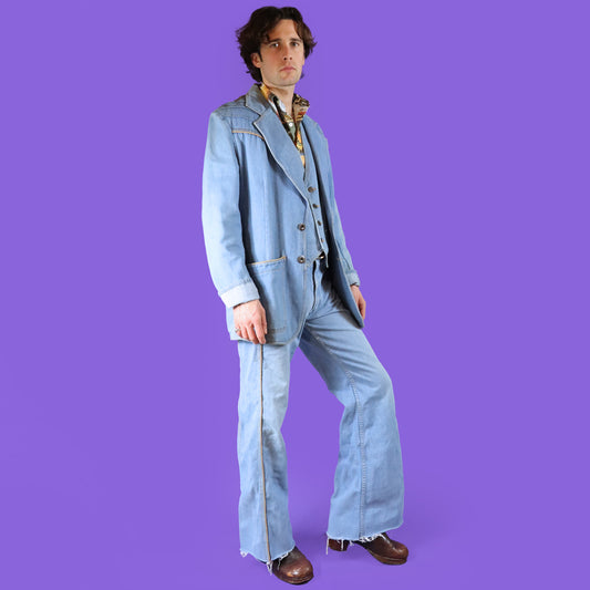 Vintage 1970s Brittania Denim 3 Piece Suit