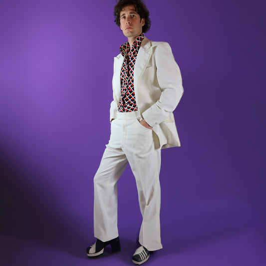 Vintage 1970s White Disco Suit
