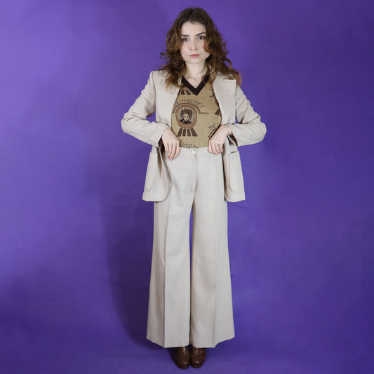 Vintage 1970s Spinney Beige Trouser Suit