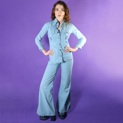Vintage 1970s Blue Leisure Suit by Nitty Gritty