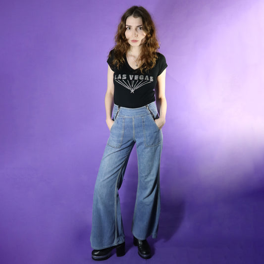 Vintage 1970s Faded Glory Double Zipper Flares