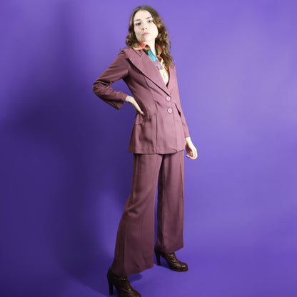 Vintage 1970s Blush Gabardine Trouser Suit