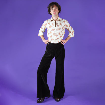 Vintage 1970s Chocolate Brown Plush Velvet Suit