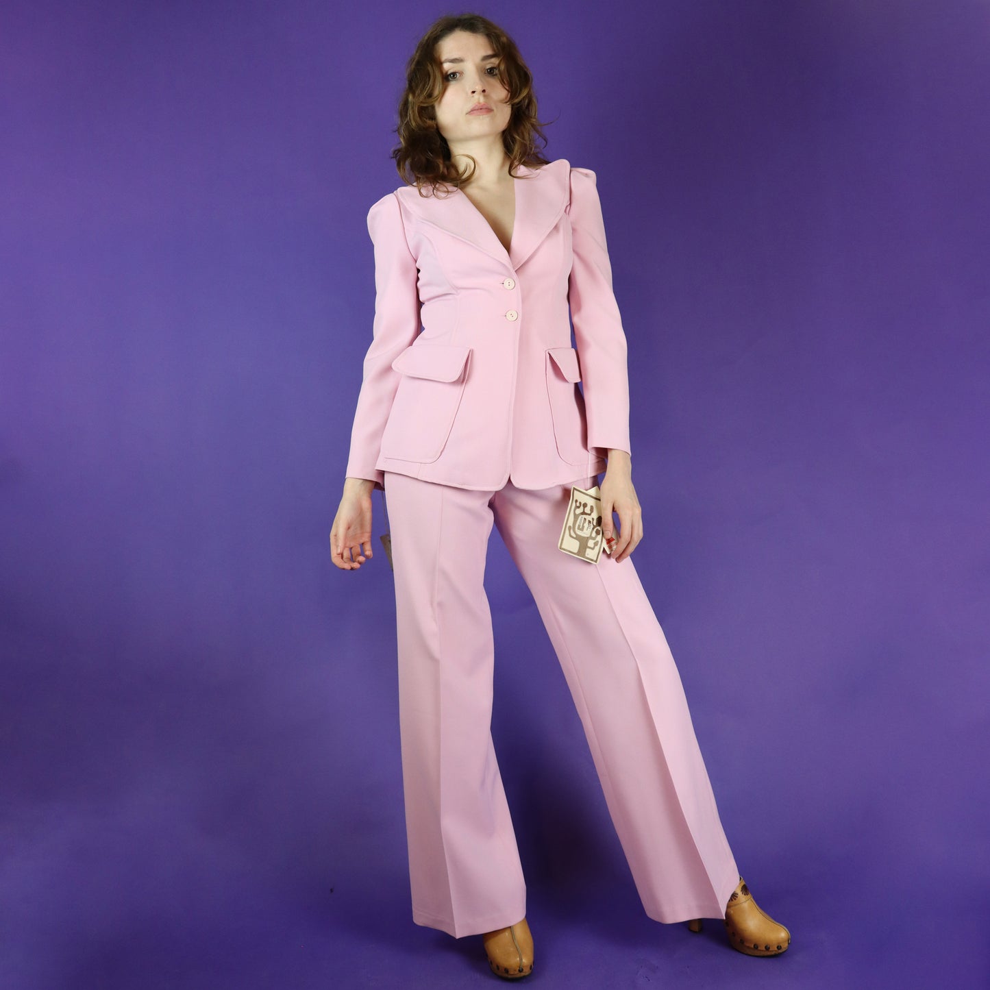 Vintage 1970s Deadstock Joshua Tree Pink Trouser Suit