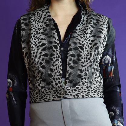 Vintage 1970s Leopard Lurex Waistcoat