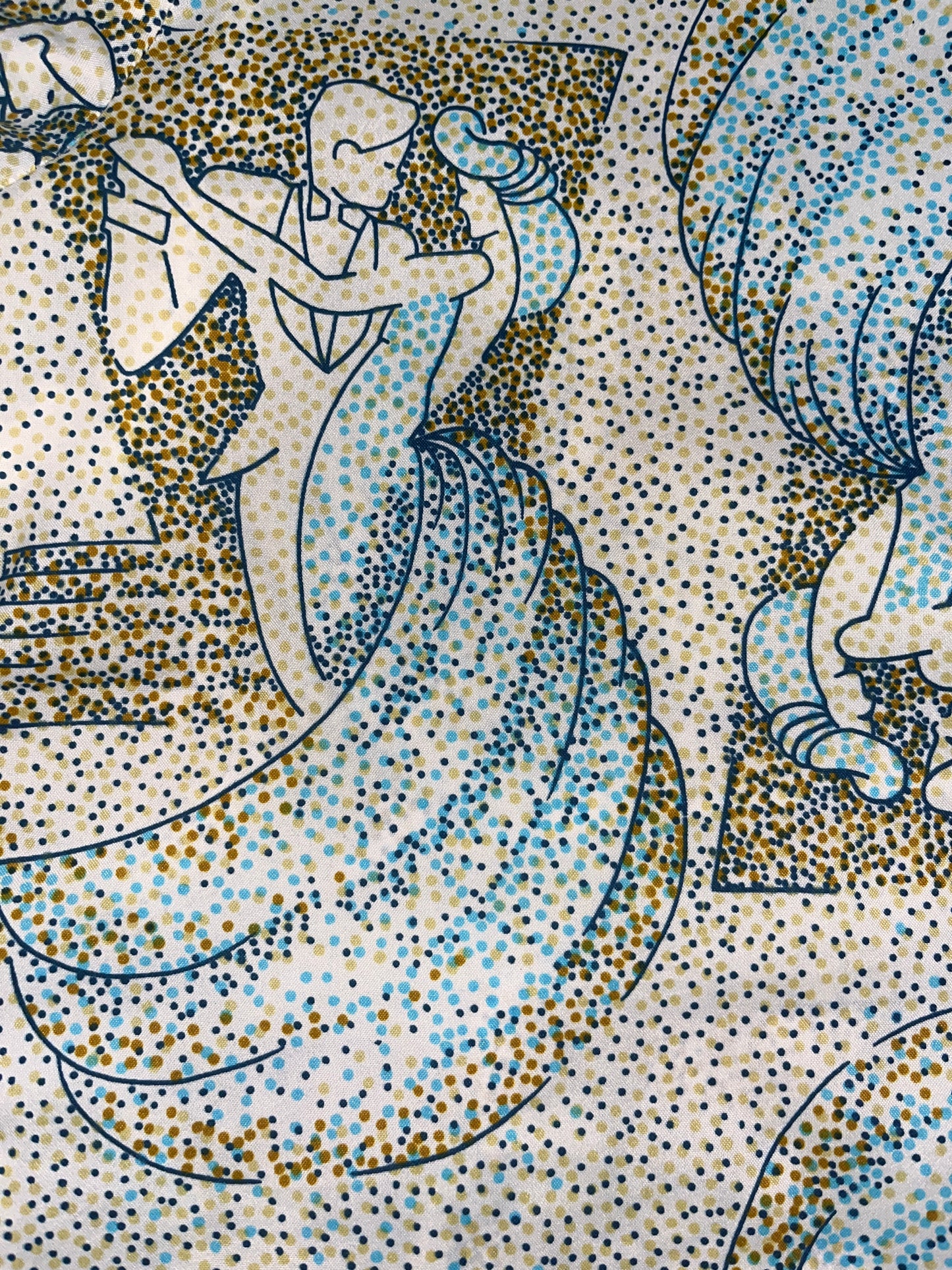 Vintage 1970s Pointillism Print Dagger Collar Shirt