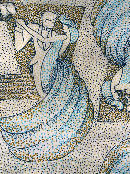 Vintage 1970s Pointillism Print Dagger Collar Shirt