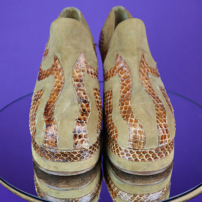 RARE Vinage 1970s Terry De Havilland Men's UK 10 / 11 Snakeskin Detail Platform Shoes UK 10.5 / US 11**