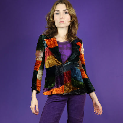 Vintage 1970s Multi Colour Crushed Velvet Blazer by Southsea Bubble