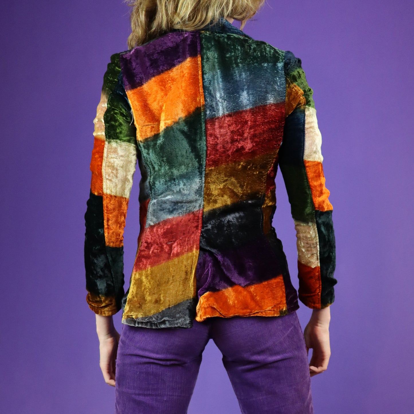 Vintage 1970s Multi Colour Crushed Velvet Blazer by Southsea Bubble