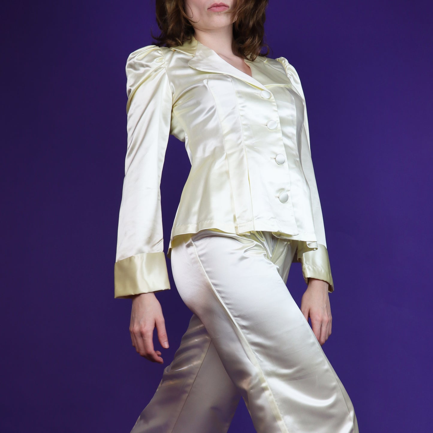 Vintage 1970s Ivory Satin Suit