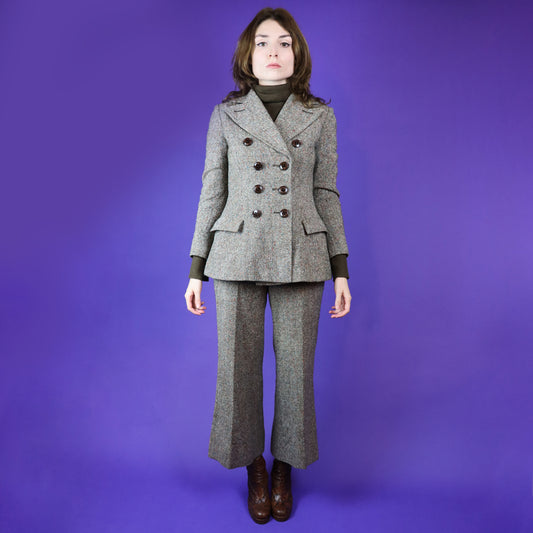 Vintage 1970s Double Breasted Tweed Suit