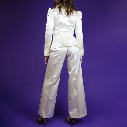 Vintage 1970s Ivory Satin Suit