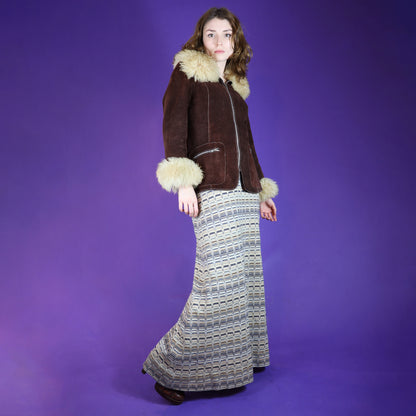 Vintage 1970s Spinney Sheepskin Trim Suede Jacket