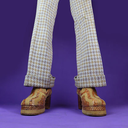 RARE Vinage 1970s Terry De Havilland Men's UK 10 / 11 Snakeskin Detail Platform Shoes UK 10.5 / US 11**