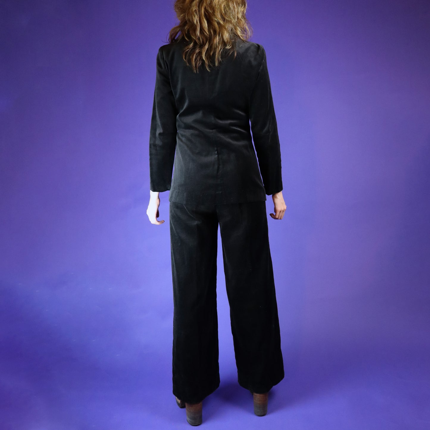 Vintage 1970s Black Velvet 3 Piece Suit