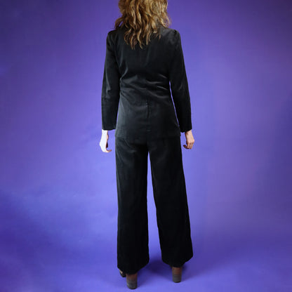 Vintage 1970s Black Velvet 3 Piece Suit