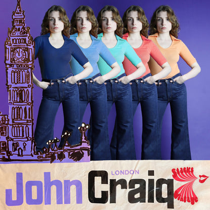 Vintage 1970s Deadstock John Craig Polo Top Turquoise